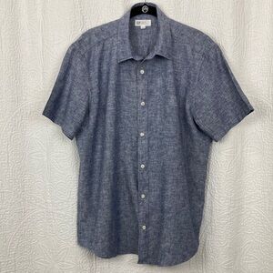 Gap Men's Blue Chambray Linen Blend Short Sleeve Shirt sz Large